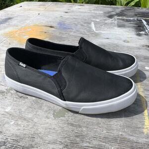 Keds softerra womens slip on leather shoes sneakers Black size 10 W